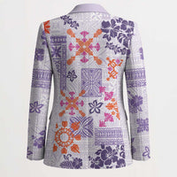 Hawaii Tapa Tribal Blazer With Hawaiian Quilt Pattern Violet - Polynesian Pride