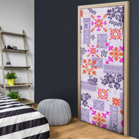 Hawaii Tapa Tribal Door Cover With Hawaiian Quilt Pattern Violet LT9 - Polynesian Pride