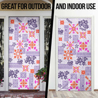 Hawaii Tapa Tribal Door Cover With Hawaiian Quilt Pattern Violet LT9 - Polynesian Pride