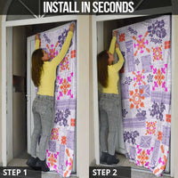 Hawaii Tapa Tribal Door Cover With Hawaiian Quilt Pattern Violet LT9 - Polynesian Pride