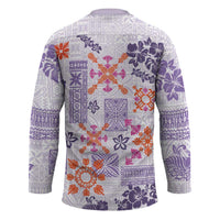 Hawaii Tapa Tribal Hockey Jersey With Hawaiian Quilt Pattern Violet LT9 - Polynesian Pride