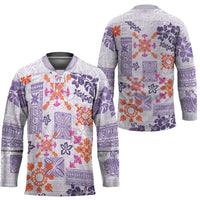 Hawaii Tapa Tribal Hockey Jersey With Hawaiian Quilt Pattern Violet LT9 - Polynesian Pride