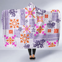 Hawaii Tapa Tribal Hooded Blanket With Hawaiian Quilt Pattern Violet LT9 - Polynesian Pride