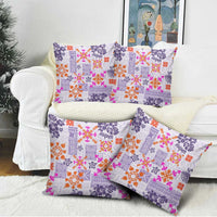 Hawaii Tapa Tribal Pillow Cover With Hawaiian Quilt Pattern Violet - Polynesian Pride