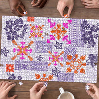 Hawaii Tapa Tribal Puzzle With Hawaiian Quilt Pattern Violet - Polynesian Pride