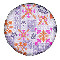 Hawaii Tapa Tribal Spare Tire Cover With Hawaiian Quilt Pattern Violet LT9 - Polynesian Pride