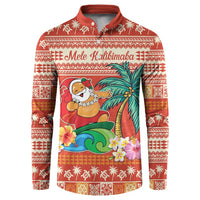 Hawaii Mele Kalikimaka Button Sweatshirt Surfing Santa Funny Christmas