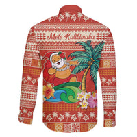 Hawaii Mele Kalikimaka Family Matching Off The Shoulder Long Sleeve Dress and Hawaiian Shirt Surfing Santa Funny Christmas