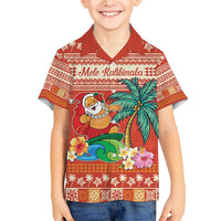 Hawaii Mele Kalikimaka Family Matching Short Sleeve Bodycon Dress and Hawaiian Shirt Surfing Santa Funny Christmas