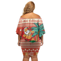 Hawaii Mele Kalikimaka Off Shoulder Short Dress Surfing Santa Funny Christmas LT9 - Polynesian Pride