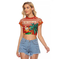 Hawaii Mele Kalikimaka Raglan Cropped T Shirt Surfing Santa Funny Christmas