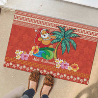 Hawaii Mele Kalikimaka Rubber Doormat Surfing Santa Funny Christmas