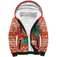 Hawaii Mele Kalikimaka Sherpa Hoodie Surfing Santa Funny Christmas LT9 Unisex Red - Polynesian Pride