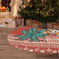 Hawaii Mele Kalikimaka Tree Skirt Surfing Santa Funny Christmas
