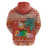 Hawaii Mele Kalikimaka Zip Hoodie Surfing Santa Funny Christmas LT9 - Polynesian Pride