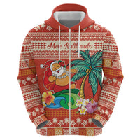 Hawaii Mele Kalikimaka Zip Hoodie Surfing Santa Funny Christmas LT9 - Polynesian Pride
