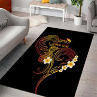 Personalised Papua New Guinea Sepik Area Rug Plumeria Floral Tribal Pattern - Polynesian Pride