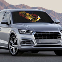 Personalised Papua New Guinea Sepik Auto Sun Shade Plumeria Floral Tribal Pattern - Polynesian Pride