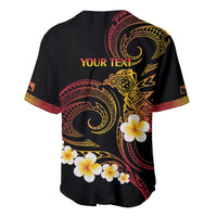 Personalised Papua New Guinea Sepik Baseball Jersey Plumeria Floral Tribal Pattern - Polynesian Pride