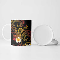 Personalised Papua New Guinea Sepik Ceramic Mug Plumeria Floral Tribal Pattern - Polynesian Pride