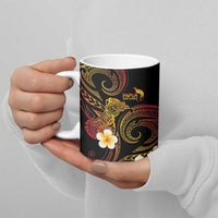 Personalised Papua New Guinea Sepik Ceramic Mug Plumeria Floral Tribal Pattern - Polynesian Pride