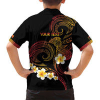Personalised Papua New Guinea Sepik Family Matching Long Sleeve Bodycon Dress and Hawaiian Shirt Plumeria Floral Tribal Pattern - Polynesian Pride
