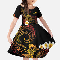 Personalised Papua New Guinea Sepik Family Matching Long Sleeve Bodycon Dress and Hawaiian Shirt Plumeria Floral Tribal Pattern - Polynesian Pride