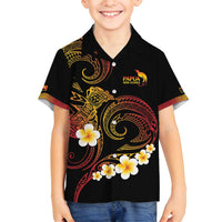 Personalised Papua New Guinea Sepik Family Matching Off Shoulder Short Dress and Hawaiian Shirt Plumeria Floral Tribal Pattern - Polynesian Pride