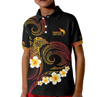 Personalised Papua New Guinea Sepik Kid Polo Shirt Plumeria Floral Tribal Pattern - Polynesian Pride