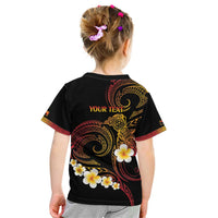 Personalised Papua New Guinea Sepik Kid T Shirt Plumeria Floral Tribal Pattern - Polynesian Pride