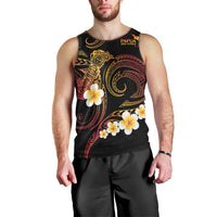 Personalised Papua New Guinea Sepik Men Tank Top Plumeria Floral Tribal Pattern - Polynesian Pride