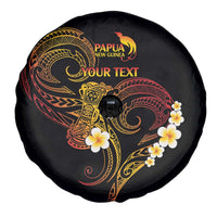 Personalised Papua New Guinea Sepik Spare Tire Cover Plumeria Floral Tribal Pattern - Polynesian Pride