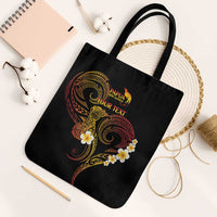 Personalised Papua New Guinea Sepik Tote Bag Plumeria Floral Tribal Pattern - Polynesian Pride