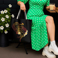 Personalised Papua New Guinea Sepik Tote Bag Plumeria Floral Tribal Pattern - Polynesian Pride