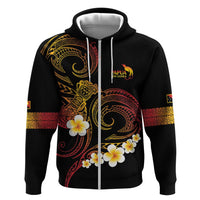 Personalised Papua New Guinea Sepik Zip Hoodie Plumeria Floral Tribal Pattern - Polynesian Pride