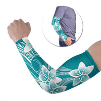 Polynesian Plumeria Flowers Tribal Arm Sleeves Pacific Tattoo Teal Style - Polynesian Pride
