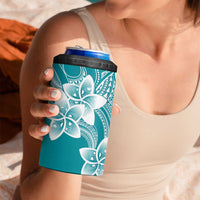 Polynesian Plumeria Flowers Tribal 4 in 1 Can Cooler Tumbler Pacific Tattoo Teal Style - Polynesian Pride