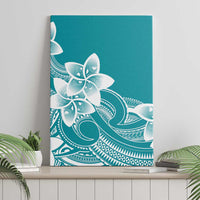 Polynesian Plumeria Flowers Tribal Canvas Wall Art Pacific Tattoo Teal Style - Polynesian Pride