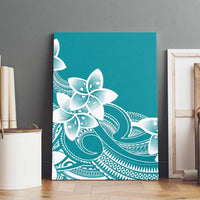 Polynesian Plumeria Flowers Tribal Canvas Wall Art Pacific Tattoo Teal Style - Polynesian Pride