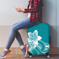 Polynesian Plumeria Flowers Tribal Luggage Cover Pacific Tattoo Teal Style - Polynesian Pride