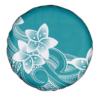 Polynesian Plumeria Flowers Tribal Spare Tire Cover Pacific Tattoo Teal Style - Polynesian Pride