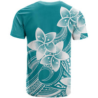 Polynesian Plumeria Flowers Tribal T Shirt Pacific Tattoo Teal Style - Polynesian Pride