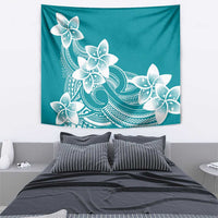 Polynesian Plumeria Flowers Tribal Tapestry Pacific Tattoo Teal Style - Polynesian Pride