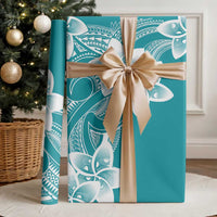 Polynesian Plumeria Flowers Tribal Wrapping Paper Pacific Tattoo Teal Style - Polynesian Pride