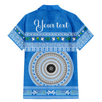 Personalised Fiji Marau Na Kerisimasi Family Matching Mermaid Dress and Hawaiian Shirt Merry Christmas Tapa Pattern Blue Style LT9 - Polynesian Pride