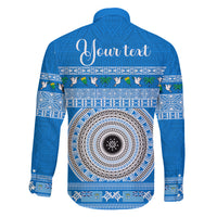 Personalised Fiji Marau Na Kerisimasi Family Matching Puletasi Dress and Hawaiian Shirt Merry Christmas Tapa Pattern Blue Style LT9 - Polynesian Pride
