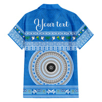 Personalised Fiji Marau Na Kerisimasi Family Matching Summer Maxi Dress and Hawaiian Shirt Merry Christmas Tapa Pattern Blue Style LT9 - Polynesian Pride
