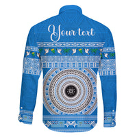 Personalised Fiji Marau Na Kerisimasi Family Matching Tank Maxi Dress and Hawaiian Shirt Merry Christmas Tapa Pattern Blue Style LT9 - Polynesian Pride