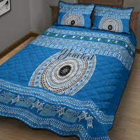 Personalised Fiji Marau Na Kerisimasi Quilt Bed Set Merry Christmas Tapa Pattern Blue Style LT9 - Polynesian Pride