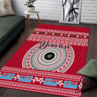 Personalised Fiji Marau Na Kerisimasi Area Rug Merry Christmas Tapa Pattern Red Style LT9 Red - Polynesian Pride